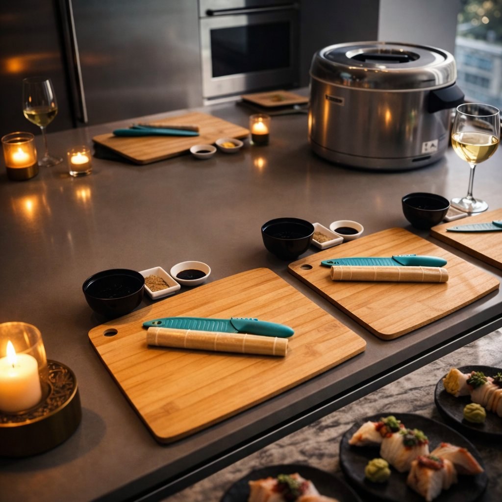 Private sushi rolling class with sake tasting hosted by Kobaya Catering in South Florida