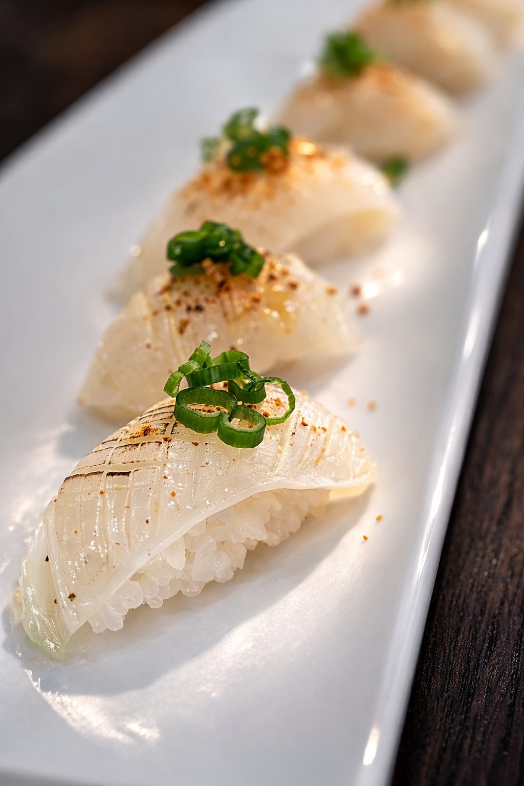 Kobaya torched white fish nigiri with jalapeño — signature omakase course South Florida
